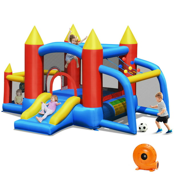 Bouncy Castle with Ball Pit & Basketball Hoop RETRO JUMP Inflatable Bounce House Patch Kits Kids Inflatable Bouncer for Indoor&Outdoor Stakes Carrying Bag Included Ocean Balls Blower 